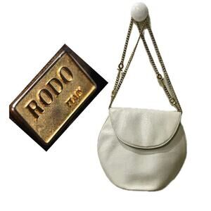 RODO ITALY IVORY LIZARD PURSE CROSSBODY 60’s 70’s VINTAGE GOLD TONE STRAP ICONIC